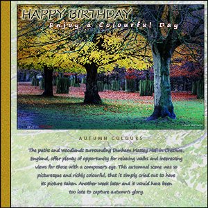 A "Birthday" e-Card - with Fine Art Photographic AUTUMN COLOURS