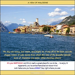 A "Birthday" e-Card - with Fine Art Image of A VIEW OF MALCESINE!