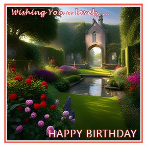 A BIRTHDAY e-CARD - AN ENGLISH COUNTRY GARDEN