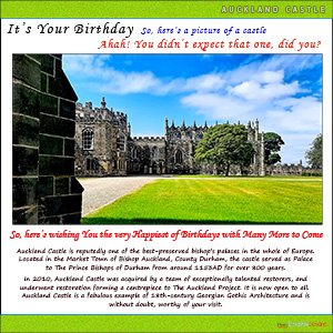 A "Birthday" e-Card - with Fine Art Photographic Image of AUCKLAND CASTLE