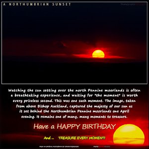 A "Birthday" e-Card - with Fine Art Image of A NORTHUMBIAN SUNSET