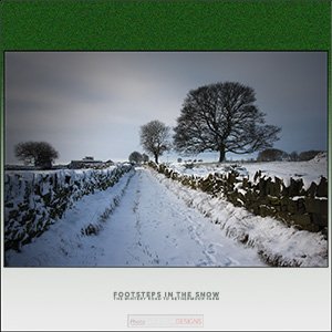 A "Blank" e-Card - with Fine Art Photographic Image of FOOTSTEPS IN THE SNOW