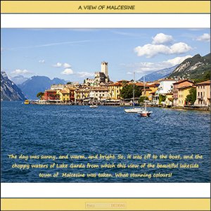 A "Blank - add your own message" e-Card - with Fine Art Photographic Image of A VIEW OF MALCESINE!