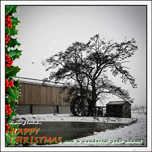 A "Christmas" e-Card - with Fine Art Photographic THE WATER WHEEL, THE SHED and THE TREE