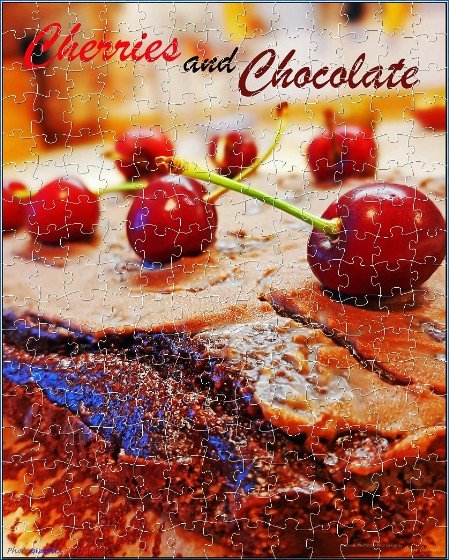 BUY NOW! OUR CHERRIES AND STICKY CHOCOLATE CAKE - web-playable jigsaw