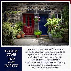 An "INVITATION" e-Card - with Fine Art Image of THE COTTAGE DOORS